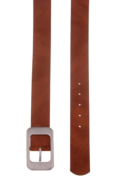 Leslii Gürtel Uni Basic Brauner Damen-Gürtel Statement-Schnalle Rechteck Einfarbig Cognac Braun