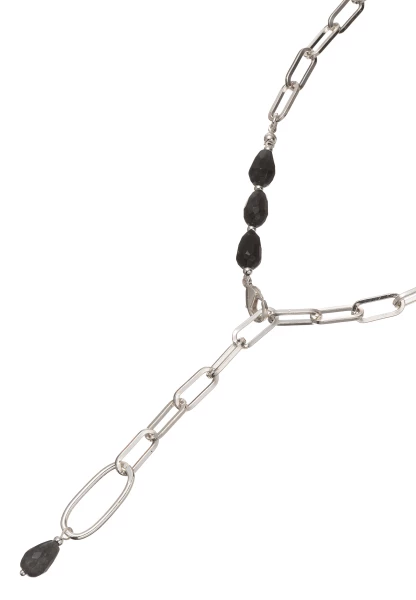 Leslii Halskette Damen Y-Kette Silberne Gliederkette Natursteinen In Silber