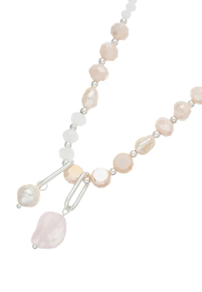 Leslii Halskette Kristallsteine Silber Rosa