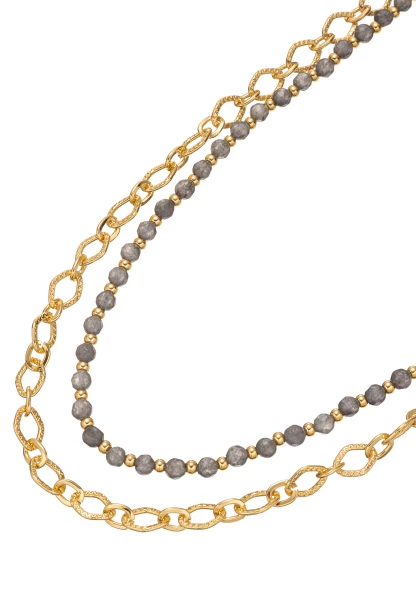 Leslii Halskette Layeringkette Mit Gliedern Und Natursteinen Premium 14k Vergoldet