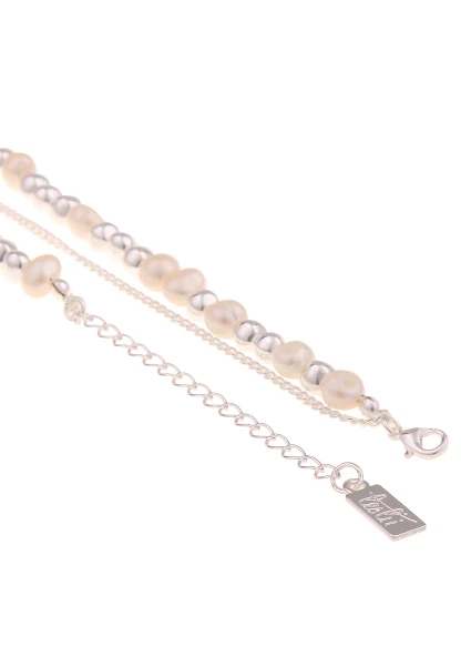 Leslii Halskette Layeringkette Mit Gliedern Und Süßwasserperlen Silber