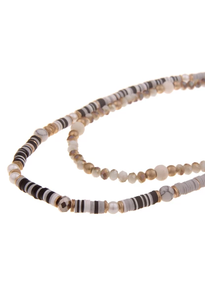 Leslii Halskette Layeringkette Mit Kautschukscheiben Und Geschliffenen Glaskristallen