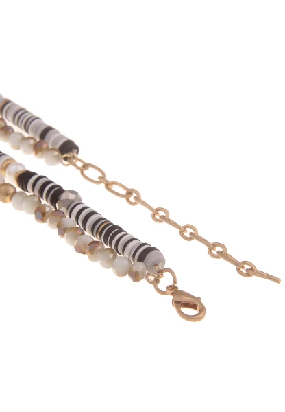 Leslii Halskette Layeringkette Mit Kautschukscheiben Und Geschliffenen Glaskristallen