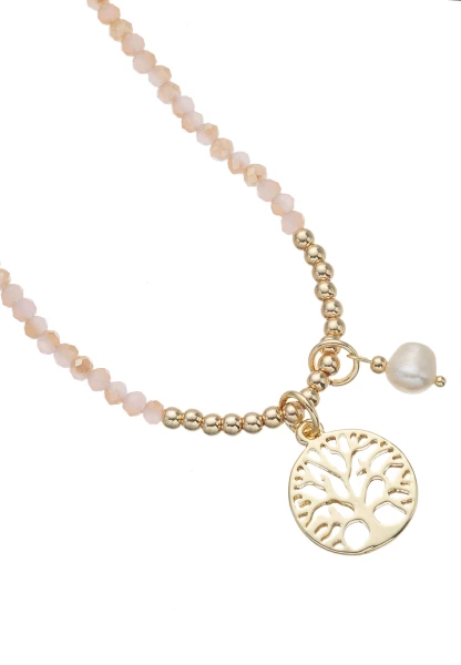Leslii Halskette Lebensbaum Beige