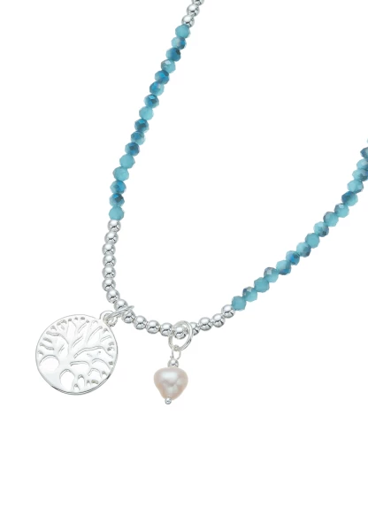 Leslii Halskette Lebensbaum Blau