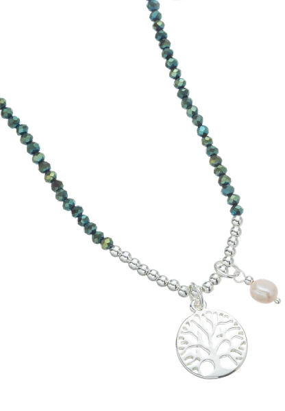 Leslii Halskette Lebensbaum Grün