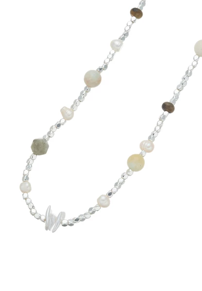 Leslii Halskette Natursteine Silber