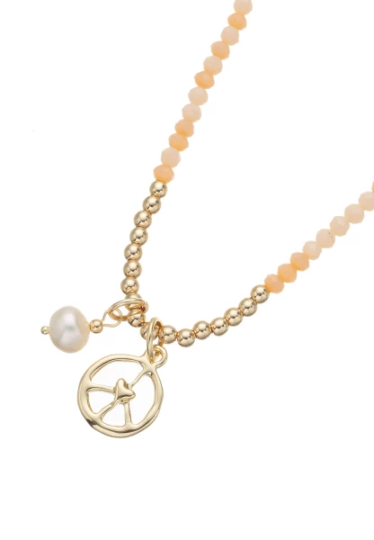 Leslii Halskette Peace Beige Gold