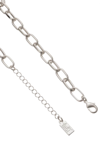 Leslii Halskette Swing Oval Silber Gehämmert Statement Kette