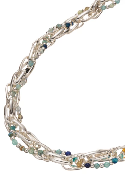 Leslii Halskette Twisted Natursteinperlen Silber Premium Statement Kette