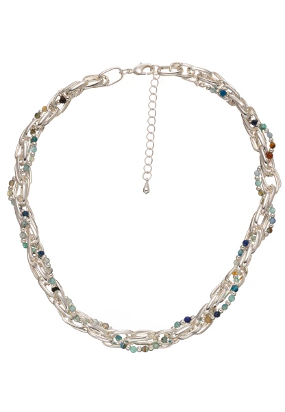 Leslii Halskette Twisted Natursteinperlen Silber Premium Statement Kette