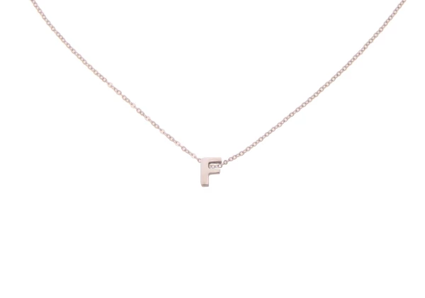 Leslii Kette Buchstaben-Kette "F" Silberfarben Aus Edelstahl