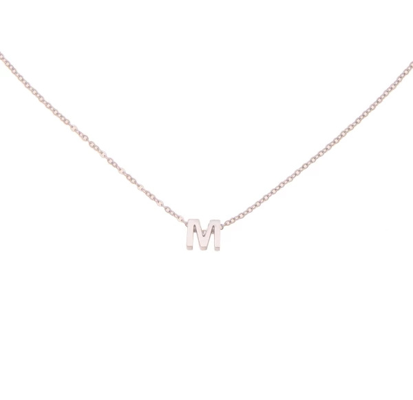 Leslii Kette Buchstaben-Kette "M" Silberfarben Aus Edelstahl