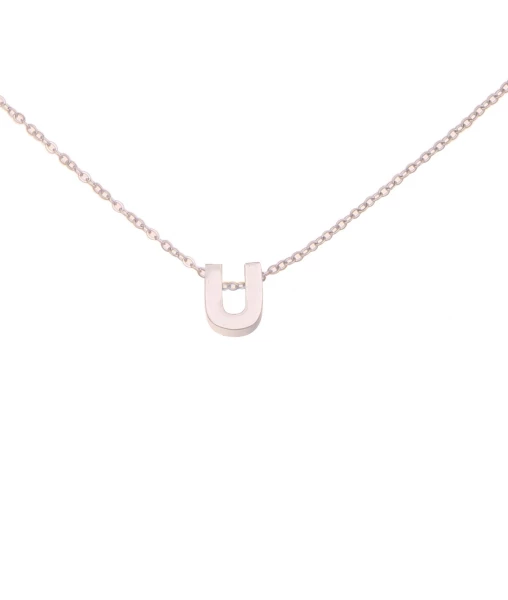 Leslii Kette Buchstaben-Kette "U" Silberfarben Aus Edelstahl-Kette Name Silber