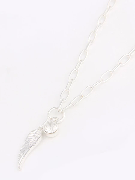 Leslii Kurze Damen Kette Engelsflügel Und Strass Besondere Gliederkette Länge 42,5cm