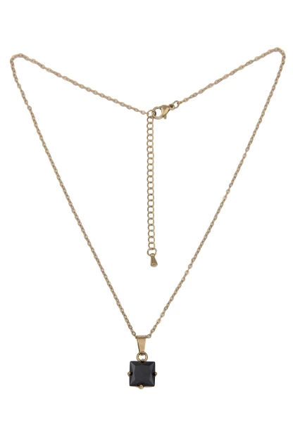 Leslii Kurze Gliederkette Mit Schwarzem Kristallstein