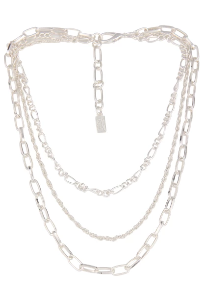 Leslii Kurze Halskette 3-Reihig In Silber