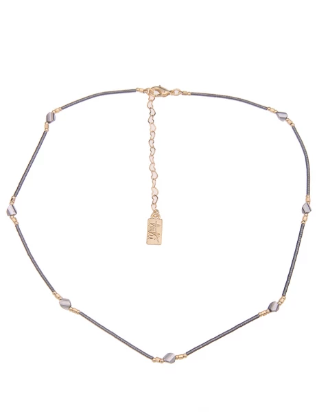 Leslii Kurze Halskette Bicolor Filigran in Schwarz Gold