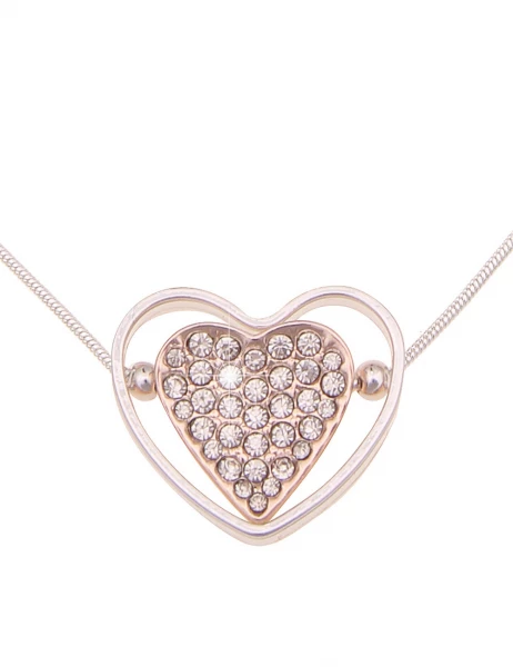 Leslii Kurze Halskette Bicolor Strass Herz In Silber Rosé