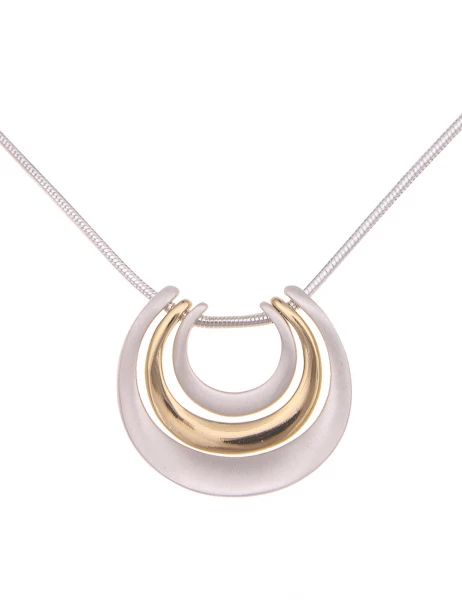 Leslii Kurze Halskette Bicolor Wellen Ringe Silber Gold