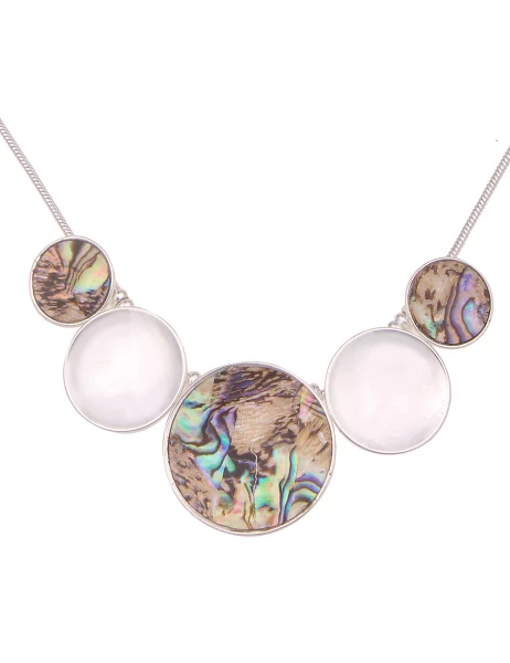 Leslii Kurze Halskette Collier Muster Scheiben In Silber Braun