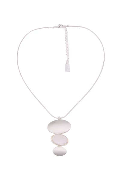 Leslii Kurze Halskette Collier Perlmutt In Silber Beige