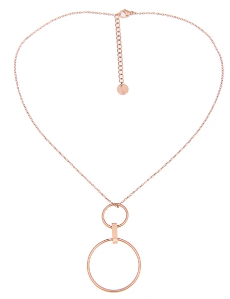 Leslii Kurze Halskette Doppel Ring in Rosé