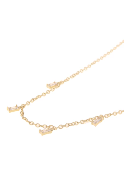 Leslii Kurze Halskette Filigrane Kette Baguettestones Zarte Collier-Kette Gold Weiß