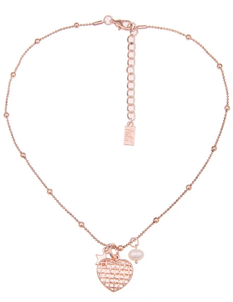 Leslii Kurze Halskette Gitter Herz in Rosé