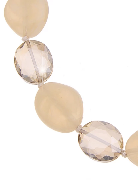 Leslii Kurze Halskette Glas Ovale In Beige