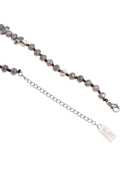 Leslii Kurze Halskette Glasperlen Lila Grau