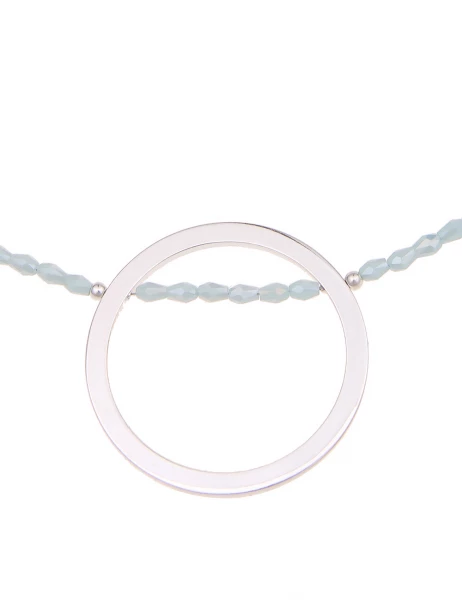 Leslii Kurze Halskette Glasperlen Ring In Mint Silber