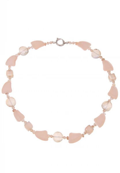 Leslii Kurze Halskette Glassteine in Beige