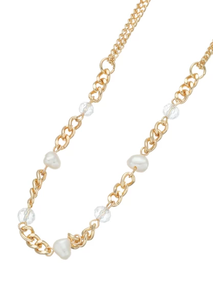 Leslii Kurze Halskette Glassteine Perlen In Gold