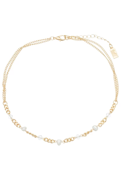 Leslii Kurze Halskette Glassteine Perlen in Gold