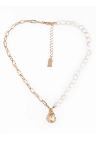 Leslii Kurze Halskette Glieder Und PerleHalb Und Halb Statementkette