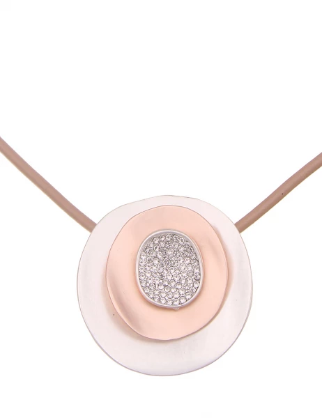 Leslii Kurze Halskette Glitzer Scheibe In Beige Silber