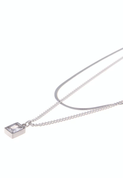 Leslii Kurze Halskette Glitzer-Stein Layering Silberne Kette Glitzer Silber