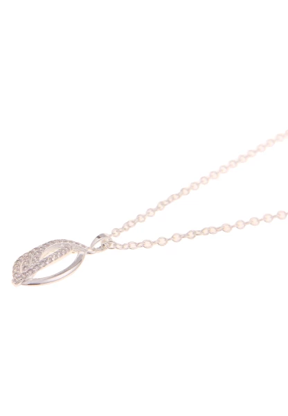 Leslii Kurze Halskette Glitzer Strass-Anhänger Silberne Collier-Kette Silber Weiß