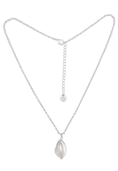 Leslii Kurze Halskette Glitzer Strass-Anhänger Silberne Collier-Kette Silber Weiß