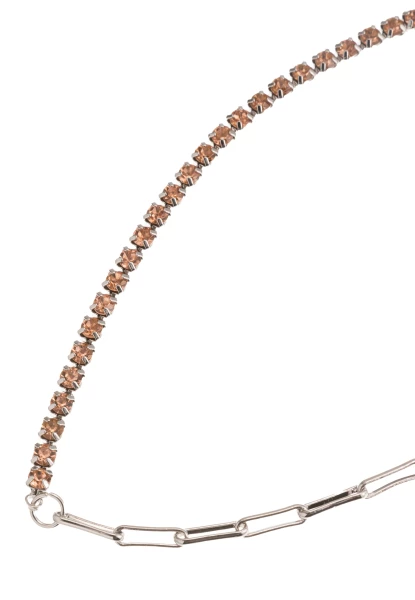 Leslii Kurze Halskette Glitzer Strass-Collier Kristall Silber Braun