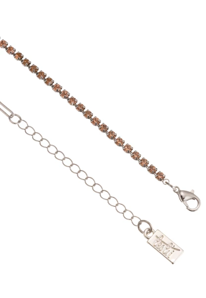 Leslii Kurze Halskette Glitzer Strass-Collier Kristall Silber Braun