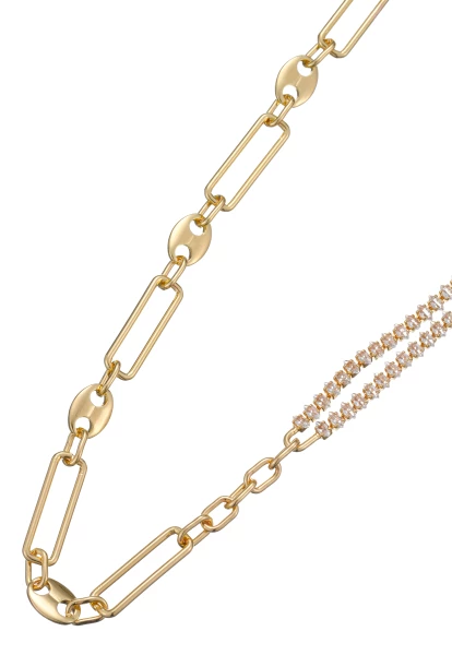 Leslii Kurze Halskette Gold Gliedermix Kristall