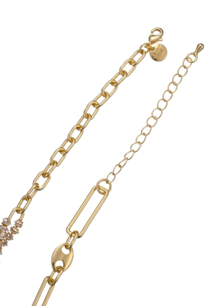 Leslii Kurze Halskette Gold Gliedermix Kristall