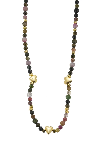 Leslii Kurze Halskette Kristall Herz-Kette 14k Gold Multi