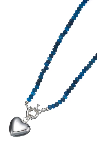 Leslii Kurze Halskette Kristall Herz-Kette Blau