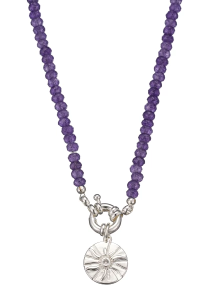 Leslii Kurze Halskette Kristall-Kette Lila