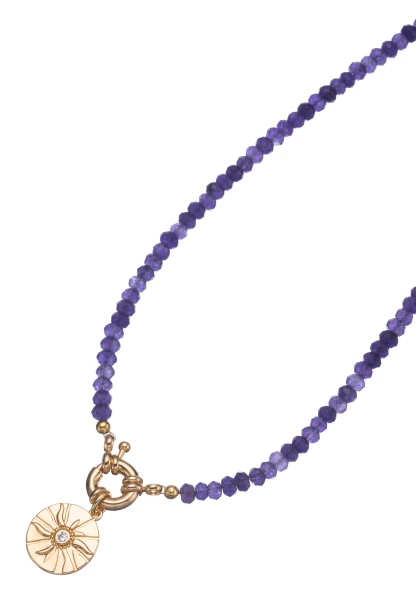 Leslii Kurze Halskette Kristall-Kette Lila