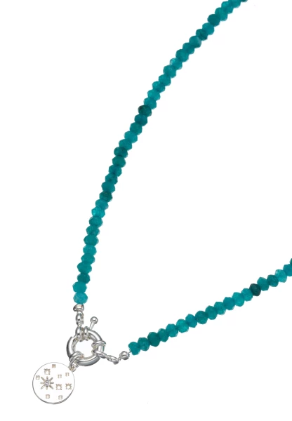 Leslii Kurze Halskette Kristall-Kette Türkis