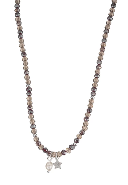 Leslii Kurze Halskette Kristel Stern Kristall Taupe
